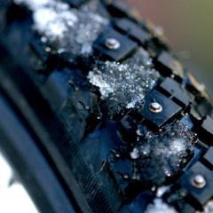 bike tyres dotted with tungsten carbide studs